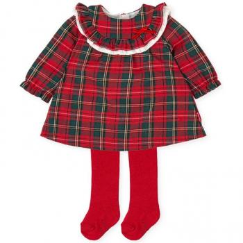 Tutto Piccolo - Vestido de bebé niña en rojo con estampado de cuadros