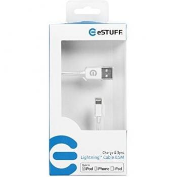 eSTUFF ES80120 - Cable Lightning MFI de 0.5 m, Color Blanco