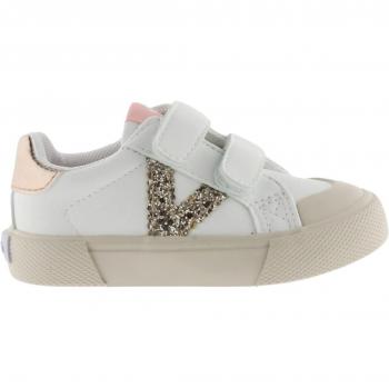 Victoria TRIBU Velcro Sneakers for Girls in Pink and White