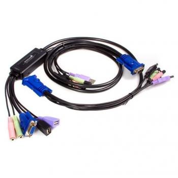 Conmutador KVM de 2 Puertos con Cable USB VGA y Audio