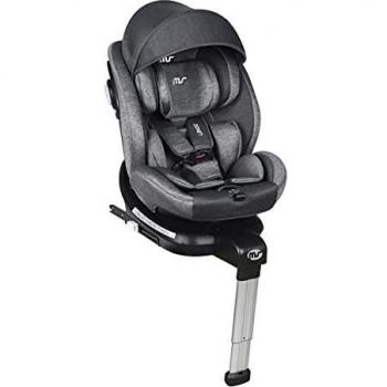 ms 1847 - Silla de Coche Sidney Grupo 0 1 2 3 Isofix y Pata de Apoyo, Rotación 360º, Sps Plus, Máxima Reclinación a Contramarcha 18 Kg y Capota de Serie, Grupo 0 1 2 3, Unisex, Gris