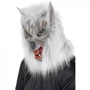 Smiffys-25564 Careta de Lobo, Plateada, para la Cabeza, látex, Color Gris, Tamaño único