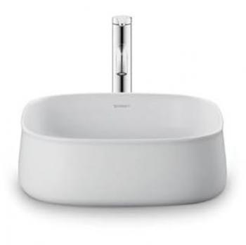 Lavabo sobre encimera Duravit Zencha 42x42cm, sin agujero para grifo, color blanco seidenmatt con WonderGliss