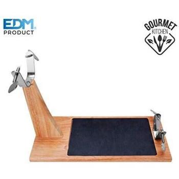 EDM 76559 Jamonero con Base Cerámica, Marrón, 43.8 x 19.5 x 30.5 Cm