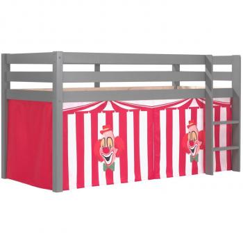 Cama altillo de 90x200 cm con tienda de payaso en pino macizo gris estilo escandinavo