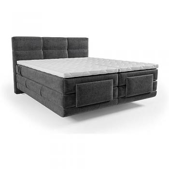 Conjunto Boxspring cabecero capitoné + somieres relajación eléctrico + colchón + sobrecolchón - 2 x 90 x 200 - antracita - LODI de PALACIO