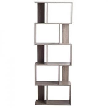 Estantería Mobili Rebecca con 5 estantes en MDF gris blanqueado, dimensiones 169x60x24 cm, ideal para salón u oficina