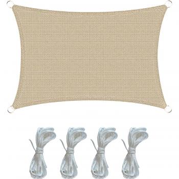 Cortina a Vela Parasol Rectangular Beige Jardín 4x5 Polietileno Exterior