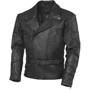 Chaqueta de Moto GMS Classic Negra 4XL, cuero, diseño clásico, color negro