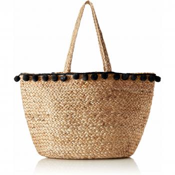PIECES - Pcbecka Straw Bag, Shoppers y bolsos de hombro Mujer, Beige