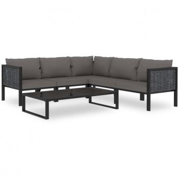 6-Piece Anthracite Poly Rattan Garden Lounge Set with Cushions