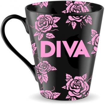 Taza La Vecina Rubia Diva Negra con Rosas