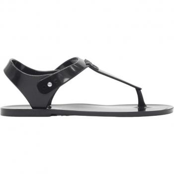 PINKO Flat Sandals Love Birds Logo Black, Female, Black, Sizes: 3 1/2 UK and 6 1/2 US