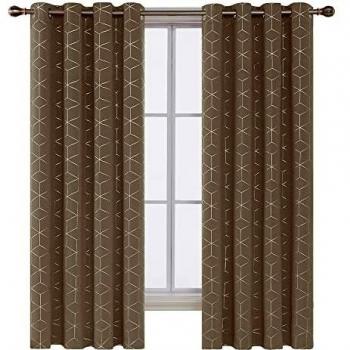 Deconovo Cortinas Termicas Aislantes Frio y Calor con Estilo Simple para Dormitorio Matrimonio Salón Hotel Casa con Ojales 2 Piezas 117x183cm Caqui