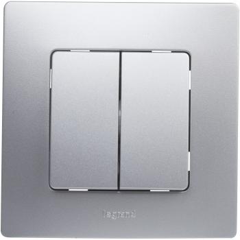 Legrand Conmutador Doble Valena Next, Interruptor 396480, Color Aluminio, Interruptor conmutador doble 10A Niloé monoblock, mecanismo completo