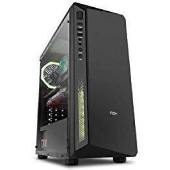 Nox Infinity Atom -NXINFTYATOM- Caja para ordenador, panel cristal templado, ventilador RGB 12 cm pre-instalado, LED, filtro antipolvo, color negro
