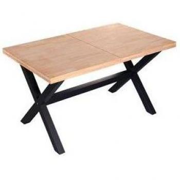 Mesa de comedor X-Loft extensible forma rectangular Roble Nordish/Negro 76x140-180-220x80 cm