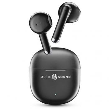 Auriculares Bluetooth TWS Music Sound Breeze Negro con Funda Colorida, 3.5h de Autonomía, Sin Cancelación de Ruido