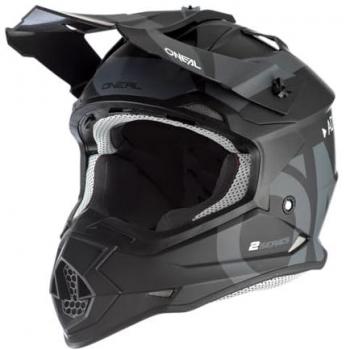 O'Neal Casco de Motocross 2SRS SLICK V.23 Negro-Gris, Carcasa ABS, norma de seguridad ECE 22.06, aberturas de ventilación para una óptima refrigeración