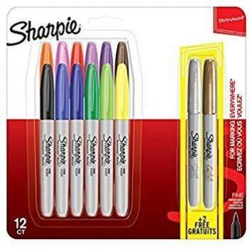 Sharpie rotuladores permanentes, punta fina, surtido de clásicos y metálicos, juego de 14