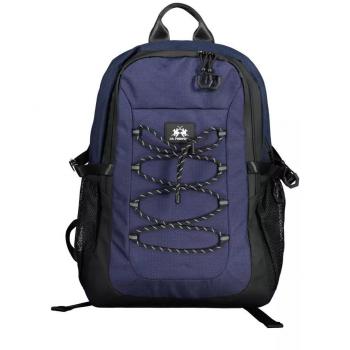 La Martina Blue Polyester Backpack with Multiple Pockets, Male, Size: ONE SIZE