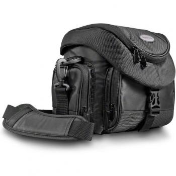 Mantona Premium - Bolso para cámaras réflex con correa de transporte, color negro