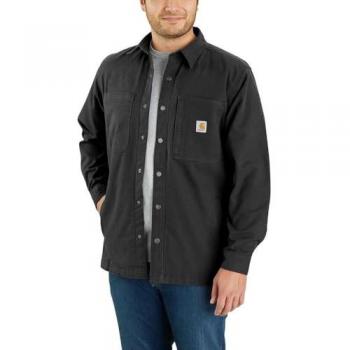 Camisa de Manga Larga Carhartt Fleece Lined Snap Front Relaxed Fit - Negro, Forro Polar, Cierre Frontal