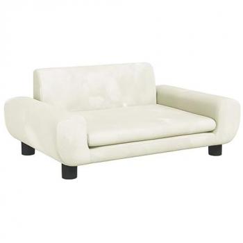 Cama para perros de terciopelo crema 70x45x33 cm