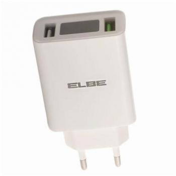 Cargador de pared USB doble puerto con voltímetro - Blanco