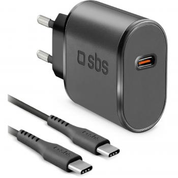 Cargador de Pared Universal SBS 15W con Cable USB-C Negro para Carga Rápida Interior