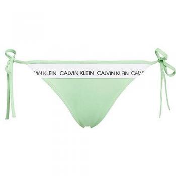 Calvin Klein Women Trajes De Baño CK Logo Trasero Tie Bottom, Ramo De Primavera XS-Size 8 Verde