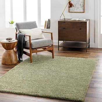 Alfombra Shaggy Moderna Verde 200x275 cm, Pelo Largo, Alta Densidad 31 mm