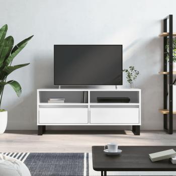 Mueble de TV de madera contrachapada blanco brillo 100x34,5x44,5 cm
