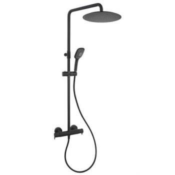 Columna de Ducha Termostática Negra Mate con Barra Telescópica y Accesorios Blautherm de Ramon Soler
