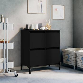 Aparador de madera contrachapada negro 60x35x70 cm, mueble de almacenaje para salón, buffet, armario auxiliar y armario de almacenamiento