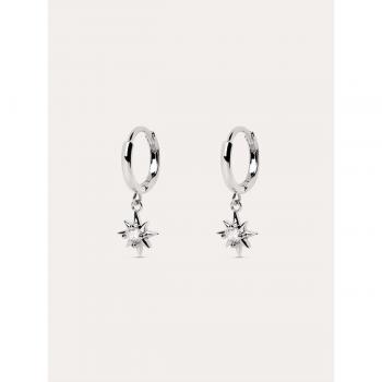Pendientes Singularu Polar Star Plata - Aros de Plata de Ley 925 con Baño de Rodio y Cierre Congo - Joyas Elegantes para Mujer