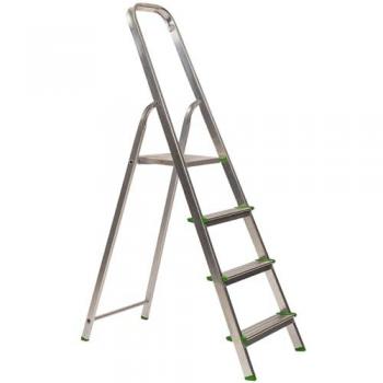 Escalera de Tijera Plegable Keroppa, Aluminio, 4 Peldaños, Gancho de Pared, Multiusos, Antideslizante, Ligera y Resistente