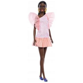 Muñeca Barbie Fashionistas con Vestido Melocotón de Mangas Abullonadas
