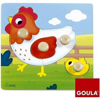 Goula- Puzzle gallina de madera, 22 x 22 cm