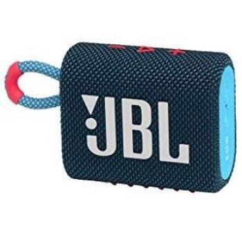 JBL GO 3 Altavoz inalámbrico portátil con Bluetooth, resistente al agua y al polvo IP67, hasta 5h de reproducción con sonido de alta fidelidad, azul y rosa
