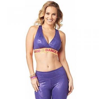 Zumba Dance Fitness Workout V Neck Jacquard Sujetador Deportivo Mujer Alto Impacto, Grape, XXL