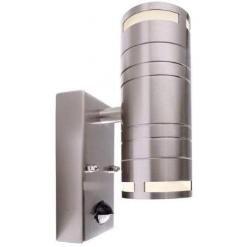 Lámpara de pared Zilly II Up and Down con sensor de movimiento, 2-flammig, GU10, acero inoxidable, IP44