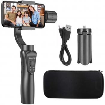 EXCUTY 3 Axis Handheld Gimbal para iPhone y Android Smart iPhone Samsung Galaxy Huawei: Controles Inteligentes de APLICACIÓN para panoramas automáticos, intervalos de Tiempo y Seguimiento