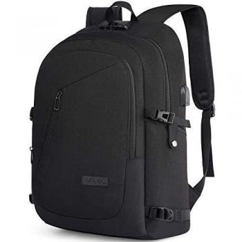 Mochila Portátil Hombre 17.3 Pulgadas Antirrobo Impermeable Mochila Portatil Trabajo Gran Capacidad Mochila para Portatil con Puerto de Carga USB Mochila Ordenador para Viaje Diario Escolar - Negro