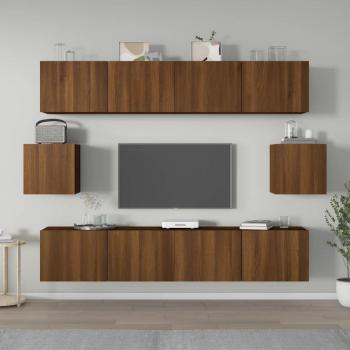 Set de muebles para TV 6 piezas de madera de roble marrón multicapa