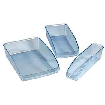 WENKO Organizador para refrigerador juego de 3 - Caja para almacenamiento, de 3 piezas, Poliestireno, 22.5 x 8 x 33 cm, Transparente