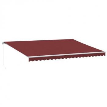 Toldo retráctil manual con luces LED burdeos 500x350 cm