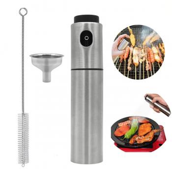 kalolary en acero inoxidable con aceite de oliva y vinagre pulverizador aerosol para marinar barbacoa botella de cristal para la de horno y grill de horno para ensalada, incluidos 1 extra mini embudo