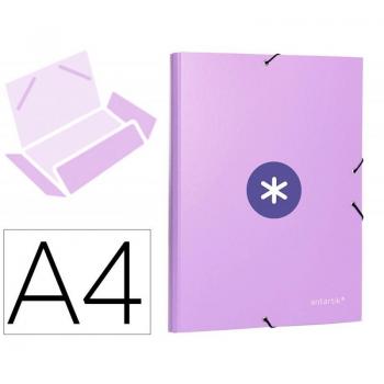 Carpeta Liderpapel Antartik A4 con 3 Solapas y Elásticos, Cartón Forrado, Color Lavanda