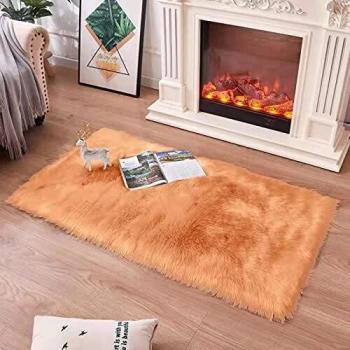 Topspitgo Oveja de Piel sintética Felpudo Alfombra Antideslizante Lujosa Suave Lana Artificial Alfombra para salón Dormitorio baño sofá Silla cojín